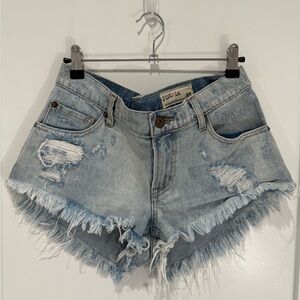 Pistola Women’s Distressed Light Blue Denim Cut Off Shorts Size 27